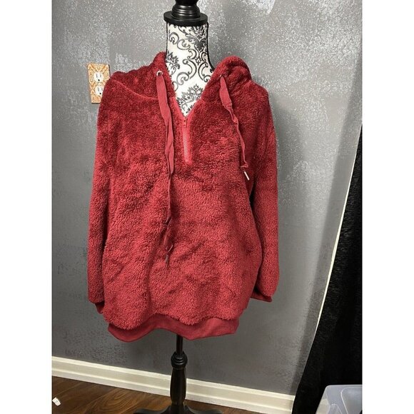 Unbranded super soft minky hooded pullover 1/4 zip sweater. Size L - Picture 1 of 10